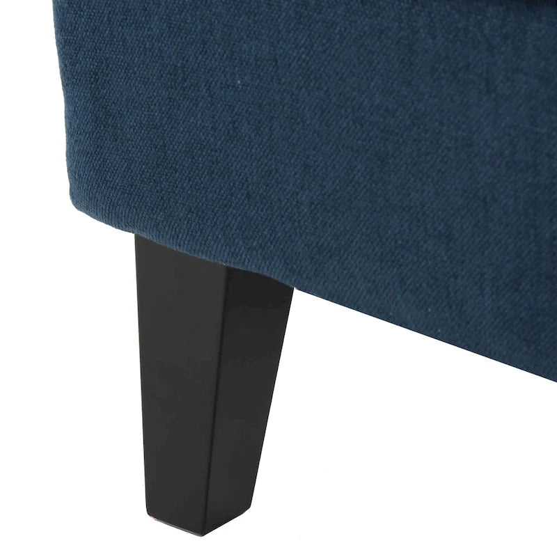 Navy Blue High-Back Wingback Accent Chair with Birch Wood Legs 27 Inch