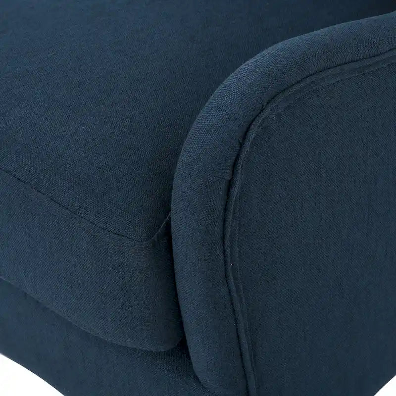 Navy Blue High-Back Wingback Accent Chair with Birch Wood Legs 27 Inch