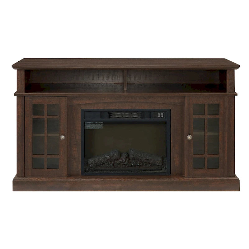 58 Inch Fireplace TV Stand with Open and Closed Storage for 65 Inch TV