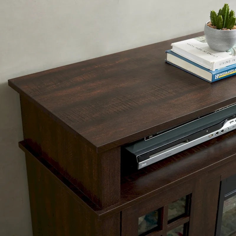 58 Inch Fireplace TV Stand with Open and Closed Storage for 65 Inch TV