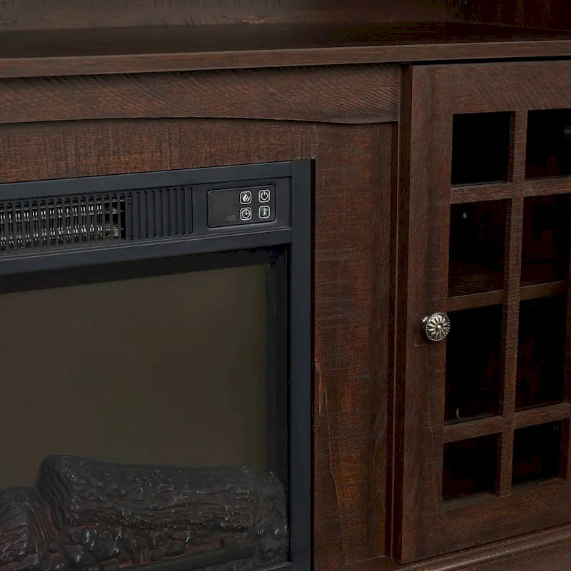 58 Inch Fireplace TV Stand with Open and Closed Storage for 65 Inch TV