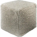 Round Recycled PET Yarn Pouf Ottoman in Taupe Outdoor Safe