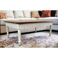 Brown and Ivory Solid Wood Coffee Table 48 Inch