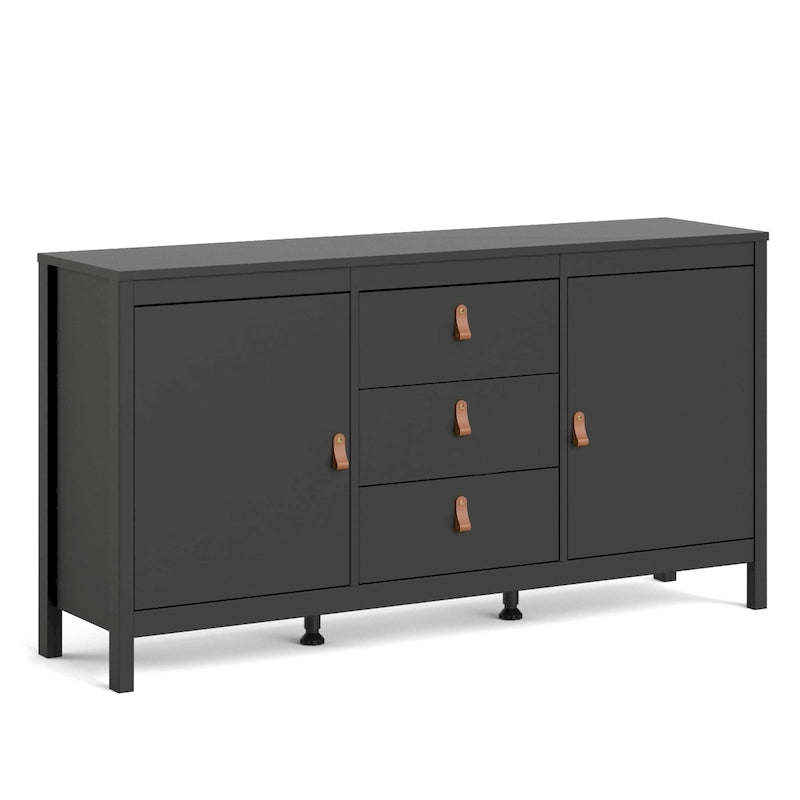 Scandinavian Sideboard with 3 Drawers and 2 Adjustable Shelf Doors 59 Inch