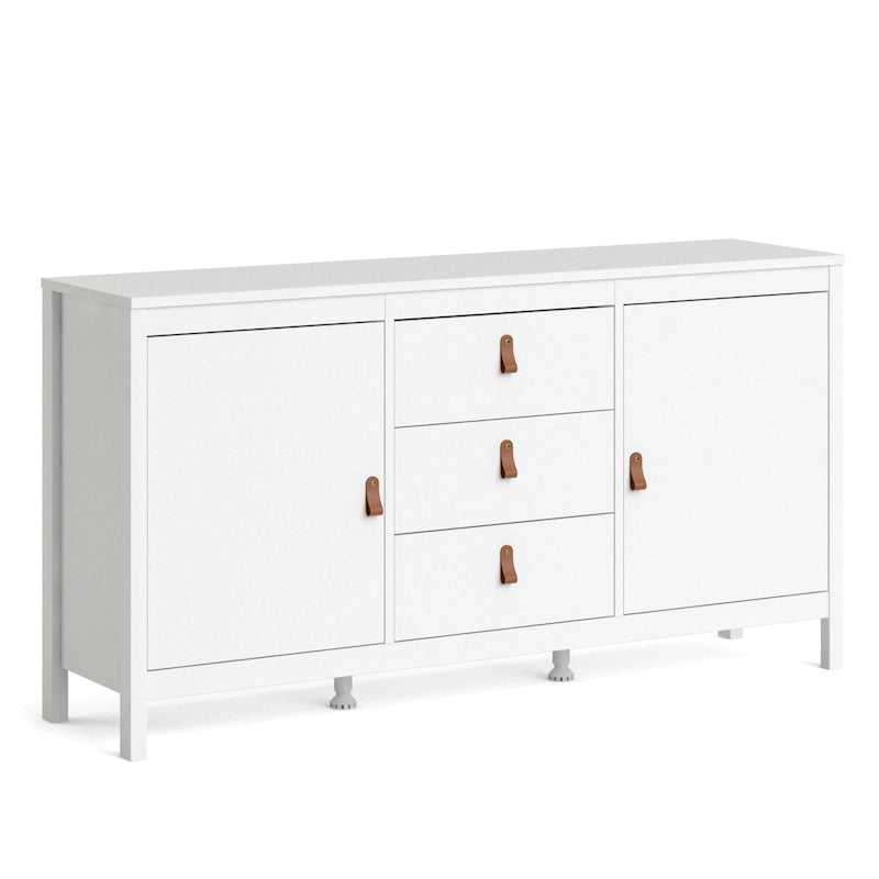 Scandinavian Sideboard with 3 Drawers and 2 Adjustable Shelf Doors 59 Inch