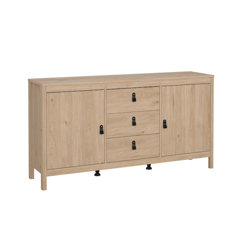 Scandinavian Sideboard with 3 Drawers and 2 Adjustable Shelf Doors 59 Inch