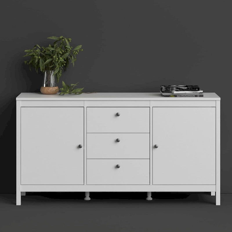 Scandinavian Sideboard with 3 Drawers and 2 Adjustable Shelf Doors 59 Inch