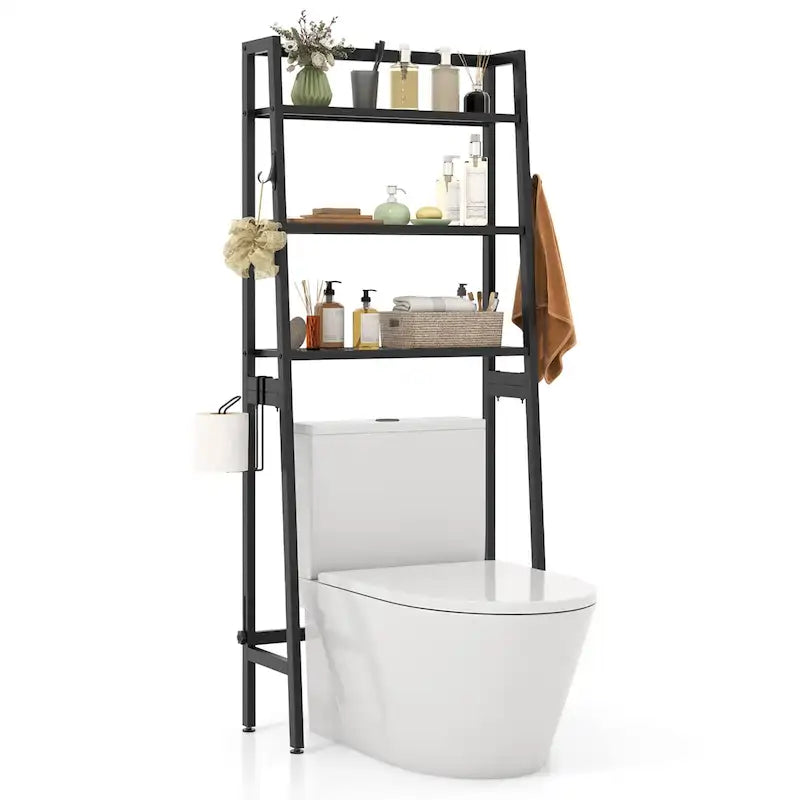 3-Tier Over The Toilet Storage Shelf with Hooks