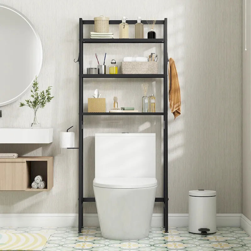 3-Tier Over The Toilet Storage Shelf with Hooks