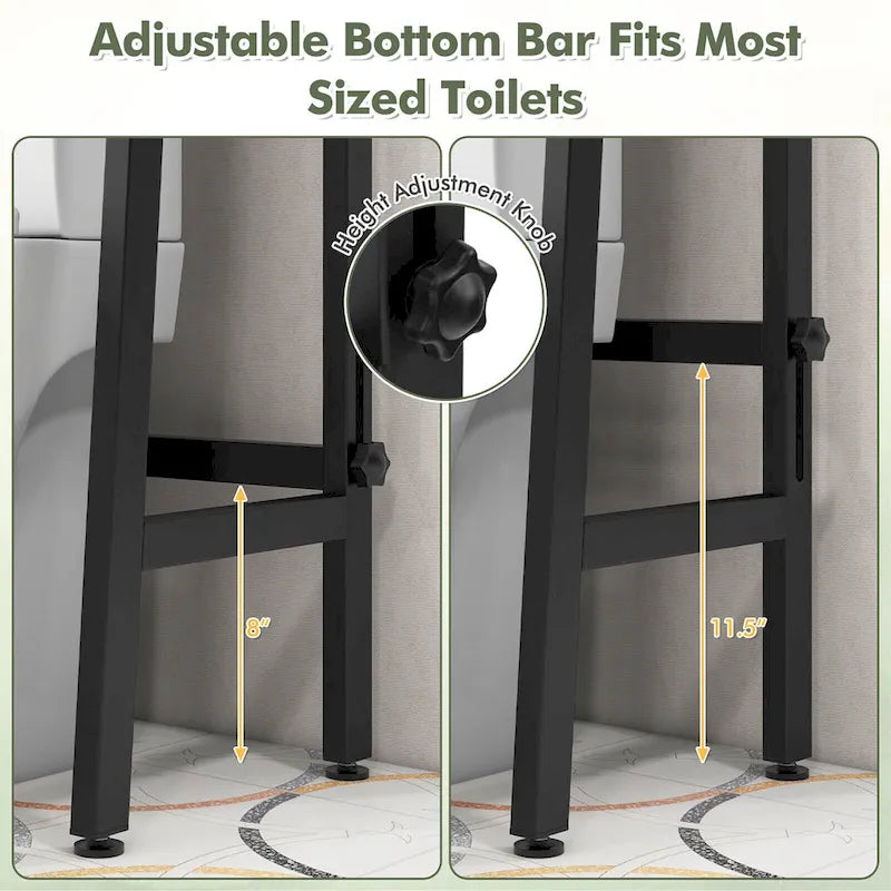 3-Tier Over The Toilet Storage Shelf with Hooks