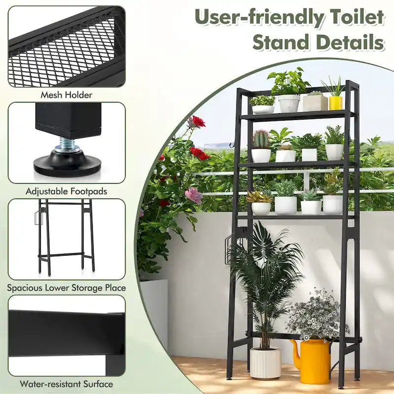 3-Tier Over The Toilet Storage Shelf with Hooks