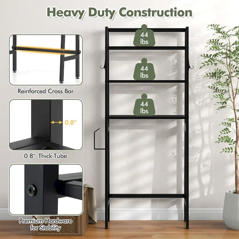 3-Tier Over The Toilet Storage Shelf with Hooks
