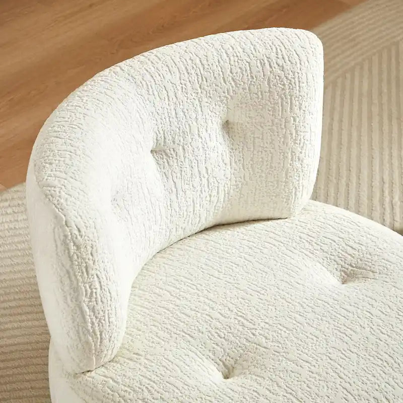 360-Degree Swivel Flannel Accent Chair with Button-Tufted Back and Wood Base