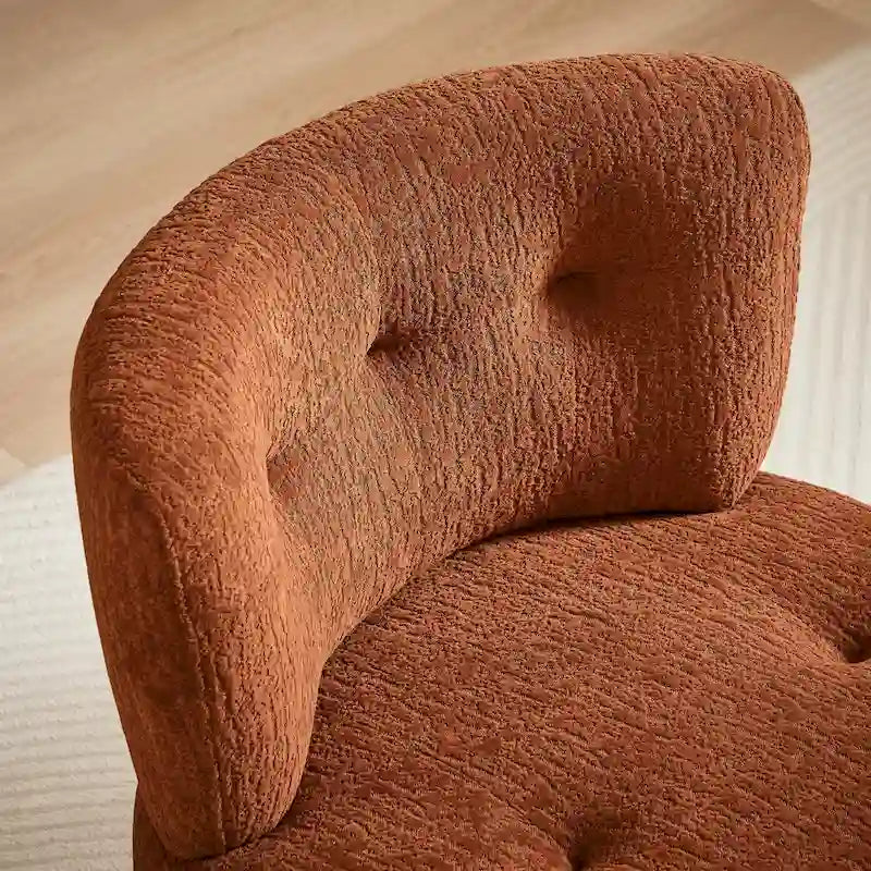 360-Degree Swivel Flannel Accent Chair with Button-Tufted Back and Wood Base