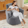 360-Degree Swivel Barrel Chair in Berber Fleece with Adjustable Headrest