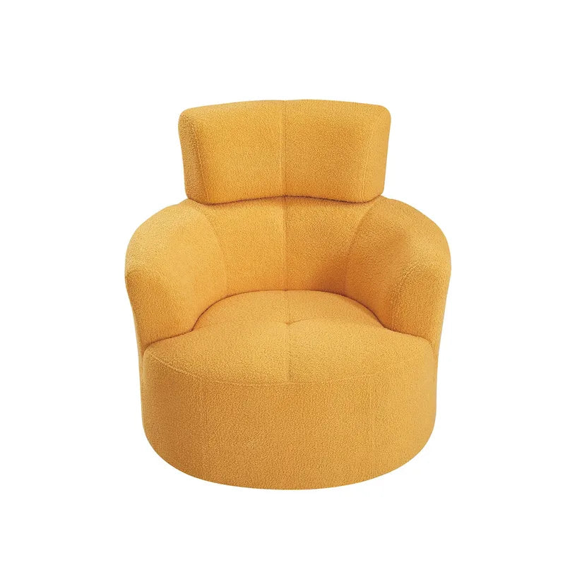 360-Degree Swivel Barrel Chair in Berber Fleece with Adjustable Headrest