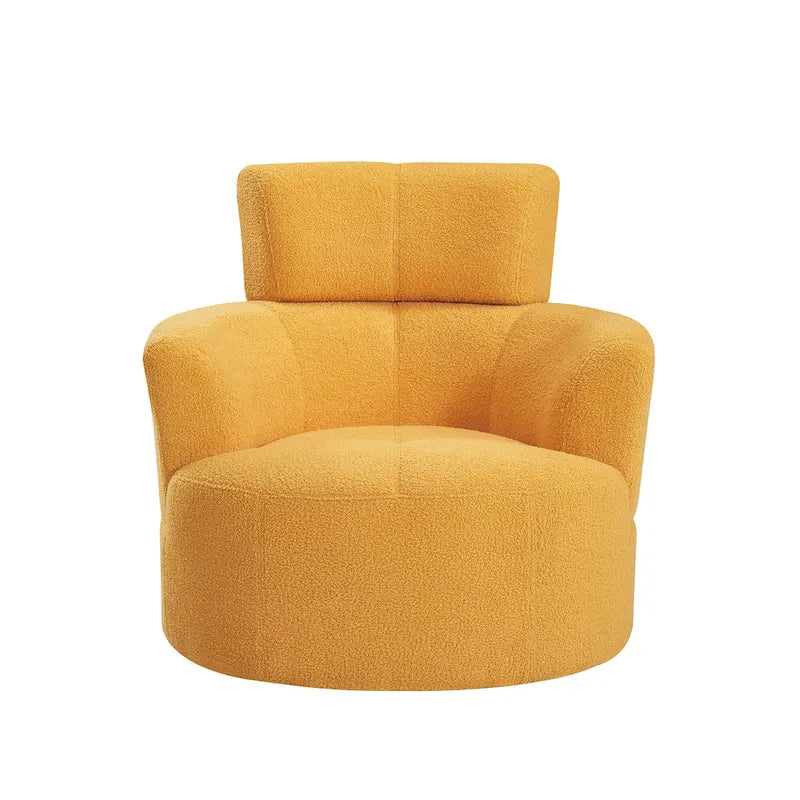 360-Degree Swivel Barrel Chair in Berber Fleece with Adjustable Headrest