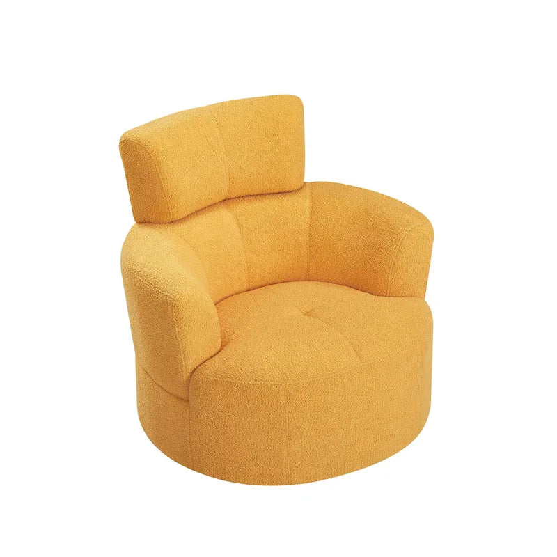 360-Degree Swivel Barrel Chair in Berber Fleece with Adjustable Headrest