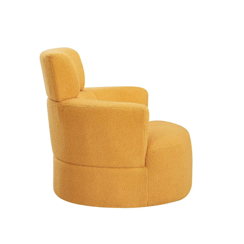 360-Degree Swivel Barrel Chair in Berber Fleece with Adjustable Headrest