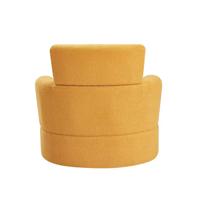 360-Degree Swivel Barrel Chair in Berber Fleece with Adjustable Headrest