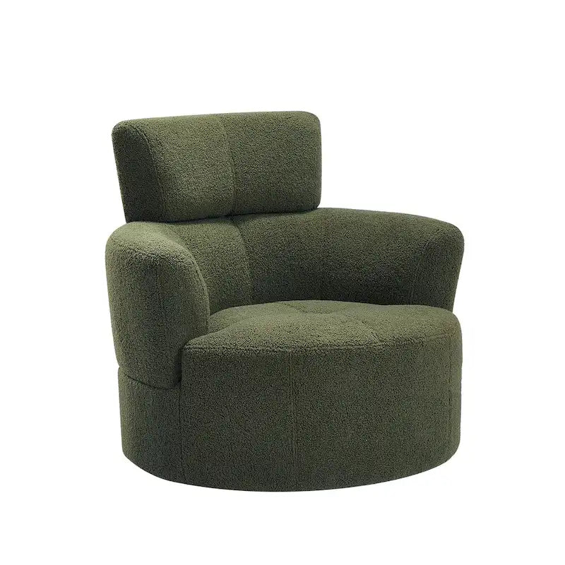 360-Degree Swivel Barrel Chair in Berber Fleece with Adjustable Headrest