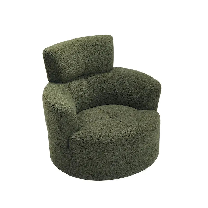 360-Degree Swivel Barrel Chair in Berber Fleece with Adjustable Headrest