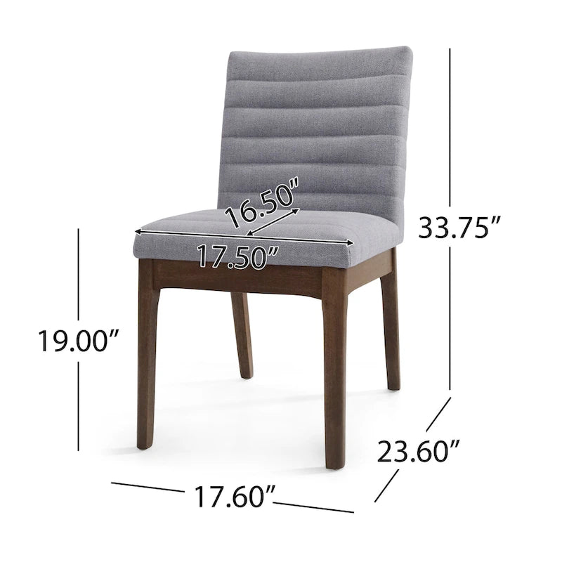 Mid-Century Channel Stitch Dining Chairs with Splayed Wood Legs Set of 2