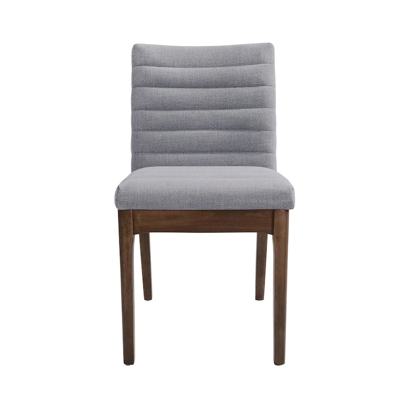 Mid-Century Channel Stitch Dining Chairs with Splayed Wood Legs Set of 2