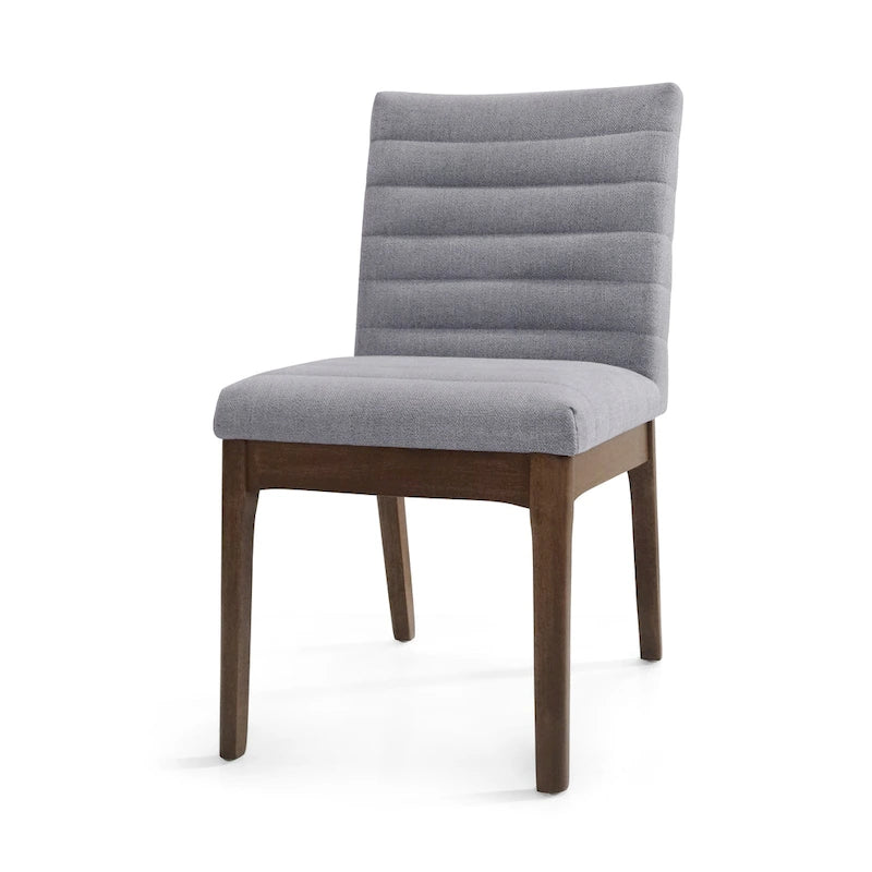 Mid-Century Channel Stitch Dining Chairs with Splayed Wood Legs Set of 2
