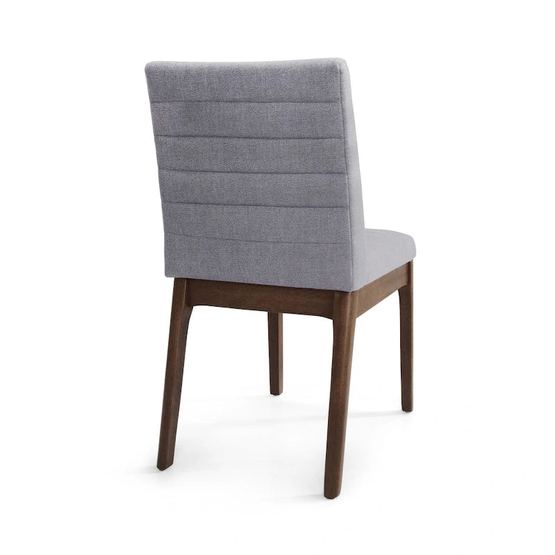 Mid-Century Channel Stitch Dining Chairs with Splayed Wood Legs Set of 2