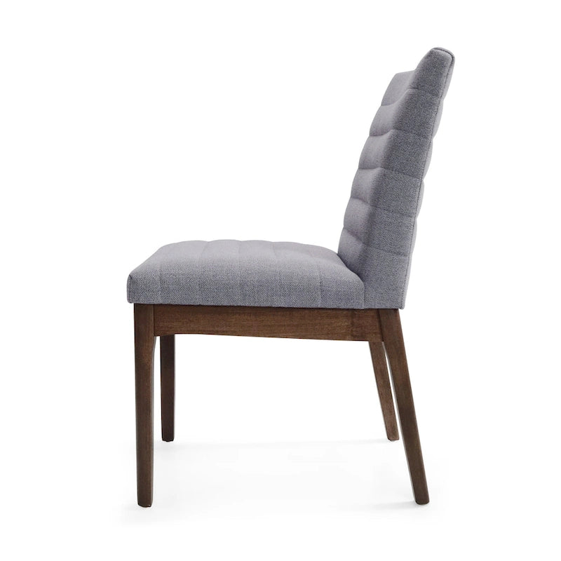 Mid-Century Channel Stitch Dining Chairs with Splayed Wood Legs Set of 2