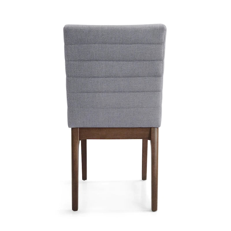 Mid-Century Channel Stitch Dining Chairs with Splayed Wood Legs Set of 2