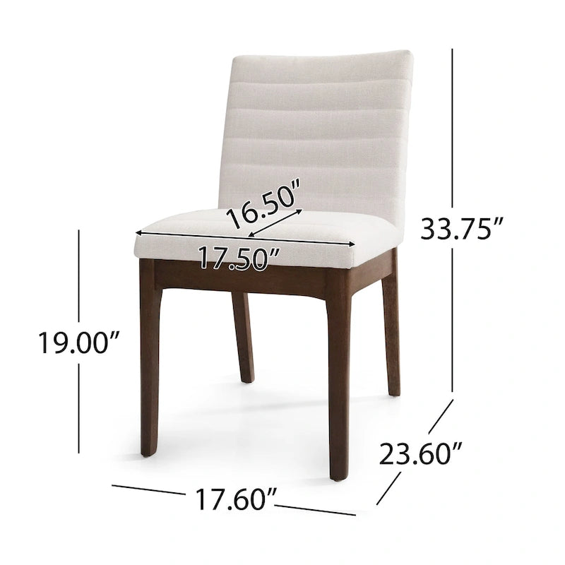 Mid-Century Channel Stitch Dining Chairs with Splayed Wood Legs Set of 2