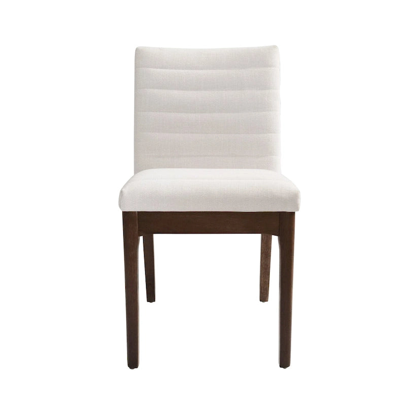 Mid-Century Channel Stitch Dining Chairs with Splayed Wood Legs Set of 2
