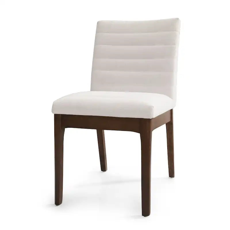 Mid-Century Channel Stitch Dining Chairs with Splayed Wood Legs Set of 2