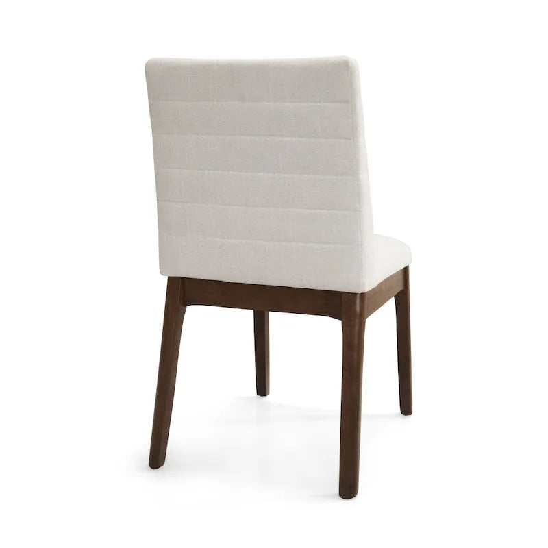 Mid-Century Channel Stitch Dining Chairs with Splayed Wood Legs Set of 2