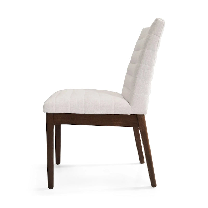 Mid-Century Channel Stitch Dining Chairs with Splayed Wood Legs Set of 2