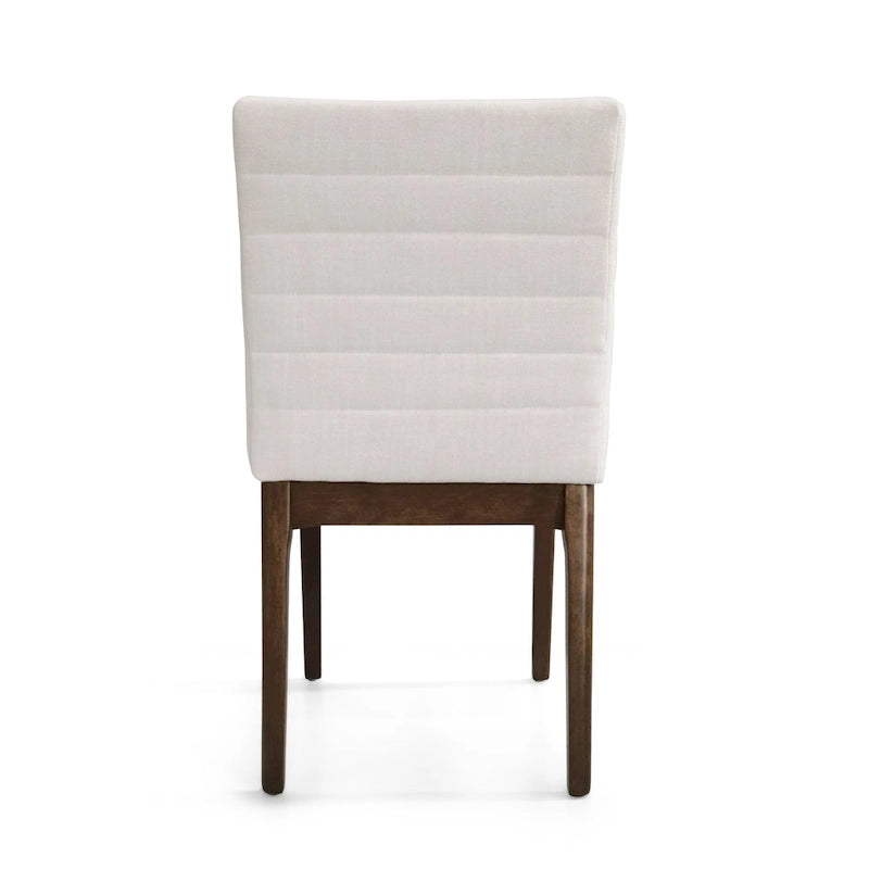 Mid-Century Channel Stitch Dining Chairs with Splayed Wood Legs Set of 2