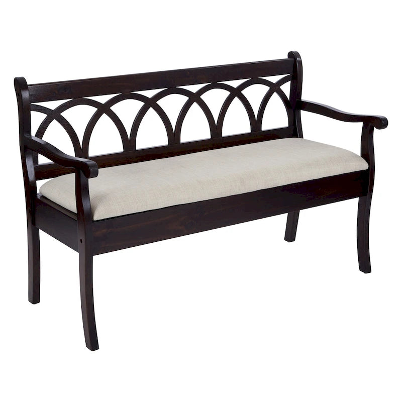 Entryway Storage Bench with Hidden Compartment and Cushioned Seat Antique Black