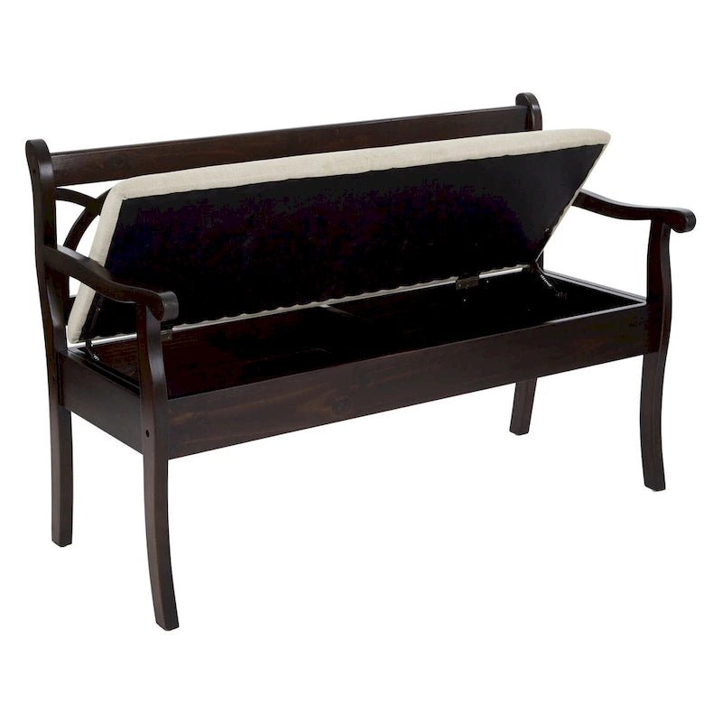 Entryway Storage Bench with Hidden Compartment and Cushioned Seat Antique Black
