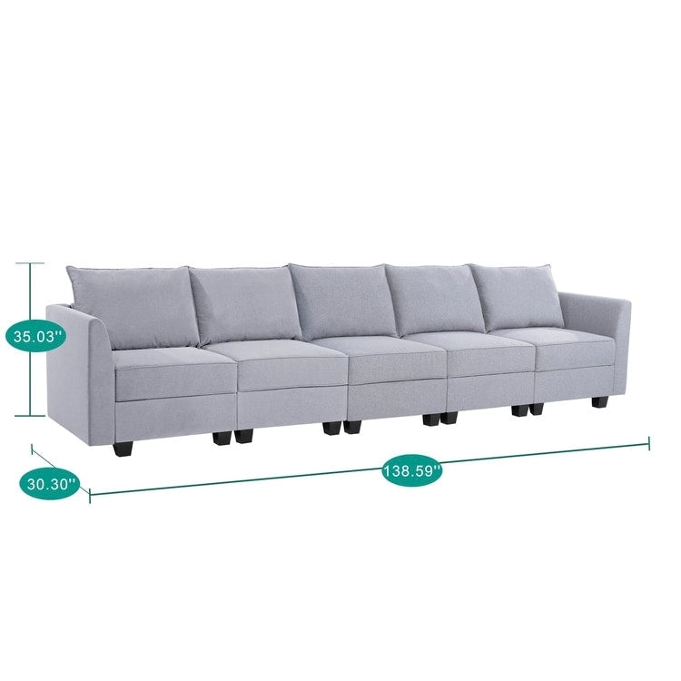 4-Piece Modular Linen Sofa with Hidden Storage for Small Spaces
