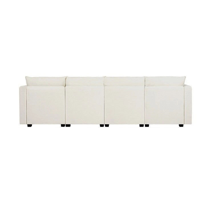 4-Piece Modular Linen Sofa with Hidden Storage for Small Spaces