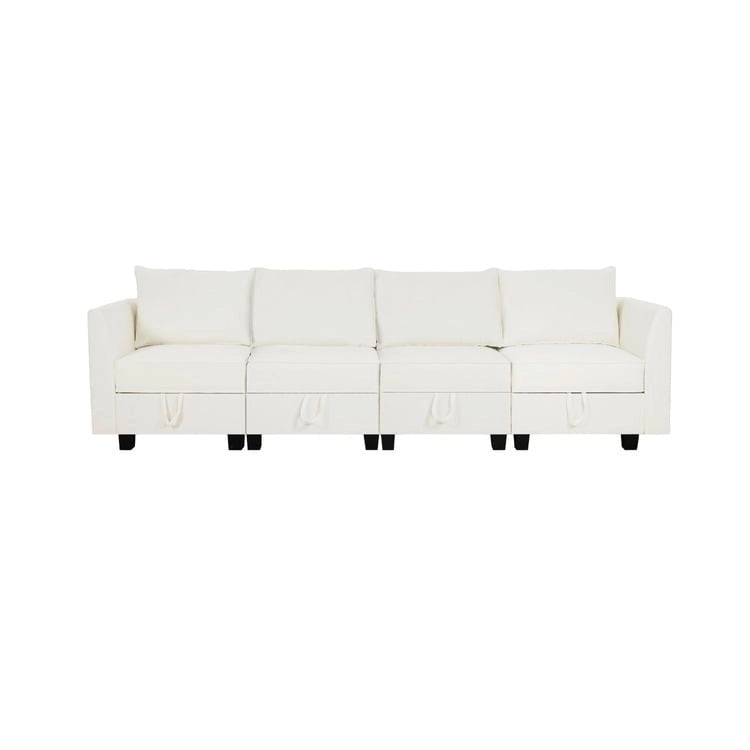 4-Piece Modular Linen Sofa with Hidden Storage for Small Spaces
