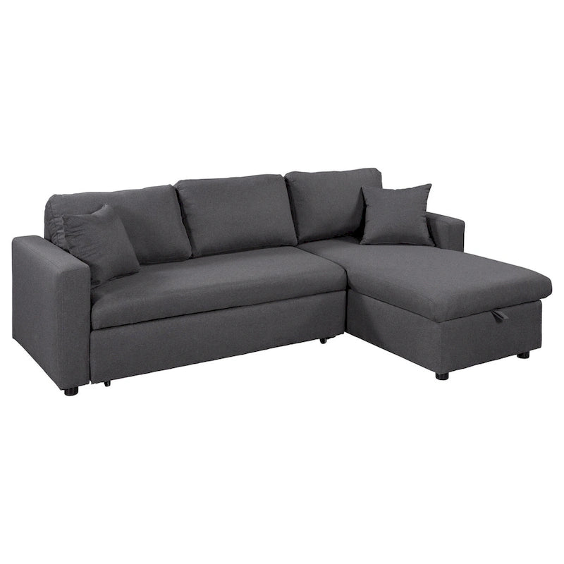 L-Shape Sleeper Sectional Sofa with Storage and Pull-Out Twin Bed
