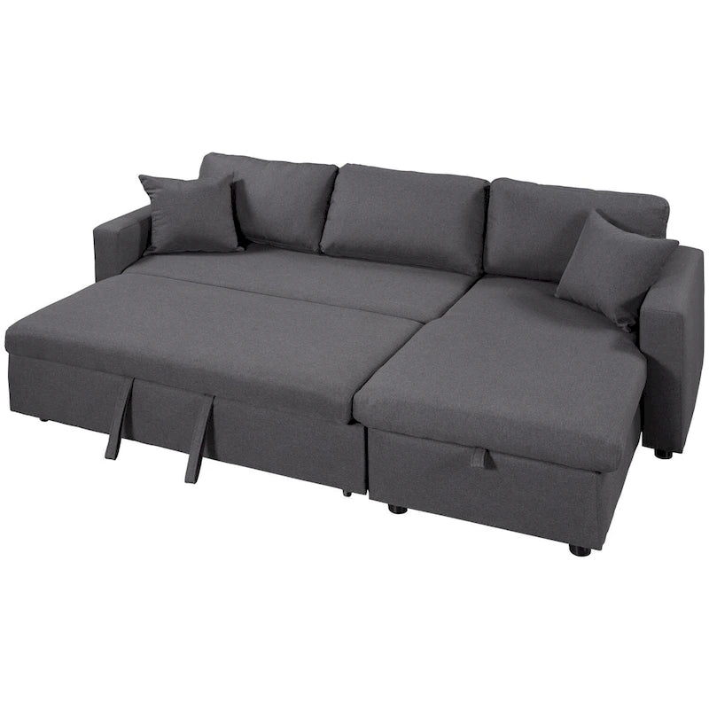 L-Shape Sleeper Sectional Sofa with Storage and Pull-Out Twin Bed
