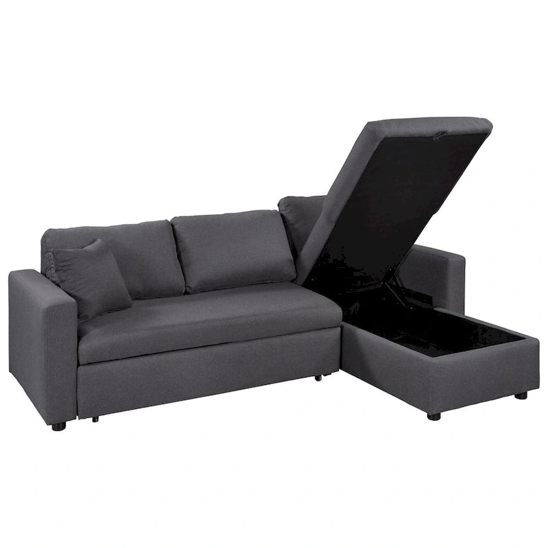 L-Shape Sleeper Sectional Sofa with Storage and Pull-Out Twin Bed