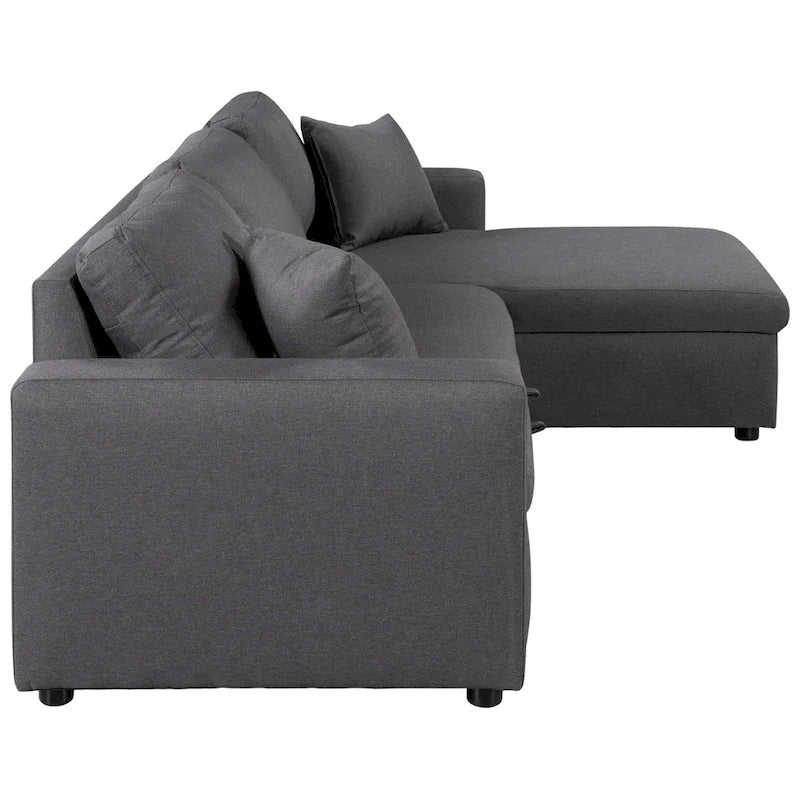 L-Shape Sleeper Sectional Sofa with Storage and Pull-Out Twin Bed