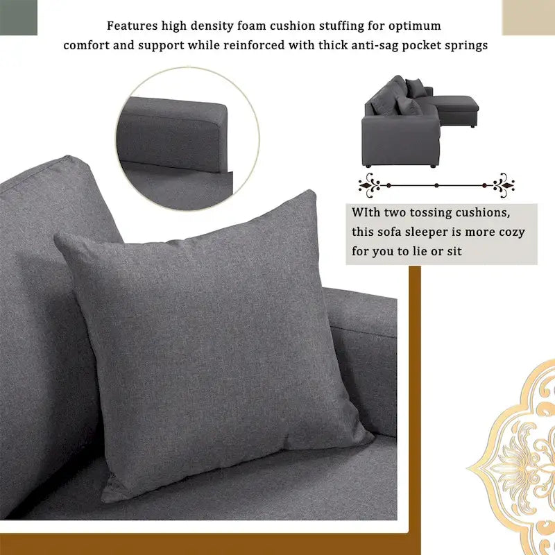 L-Shape Sleeper Sectional Sofa with Storage and Pull-Out Twin Bed