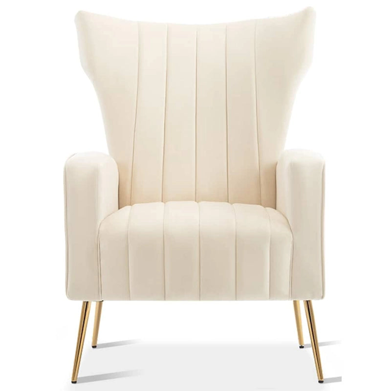 Velvet Wingback Accent Chair with Gold Metal Frame and Non-Slip Legs