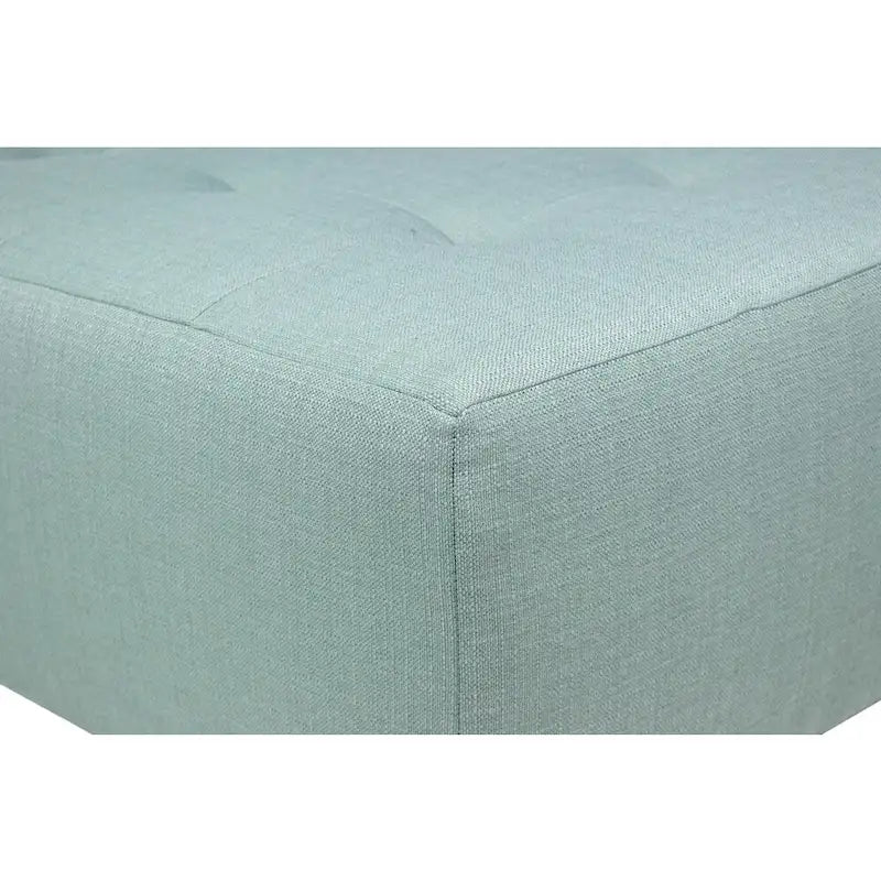 Square Button-Tufted Polyester Ottoman with Espresso Legs Sea-Mist Blue